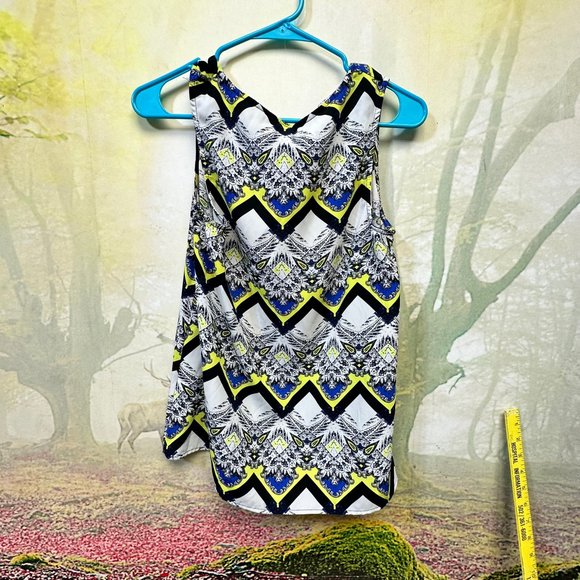 Women Sleeveless silky bright neon blouse size small 624 - Picture 6 of 6